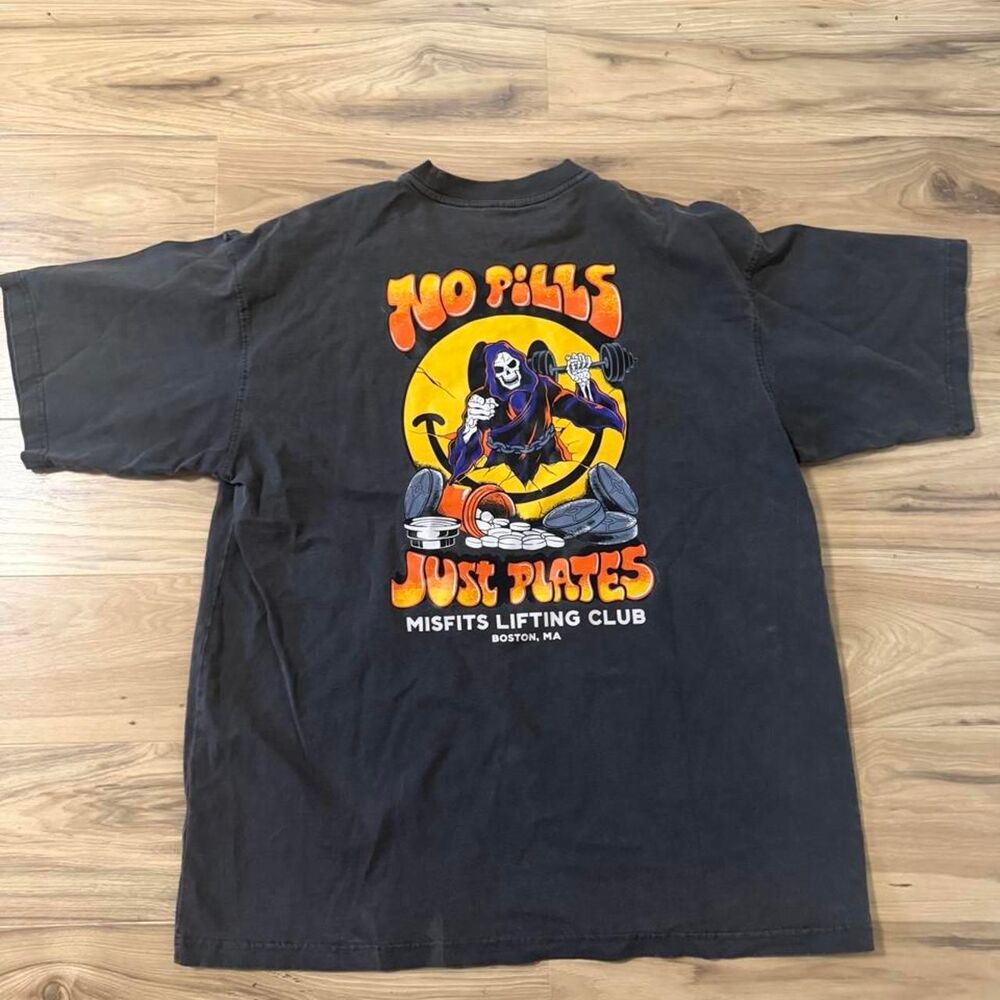 Misfits No Pills Just Plates Lifting Club Graphic Tee Size XXL